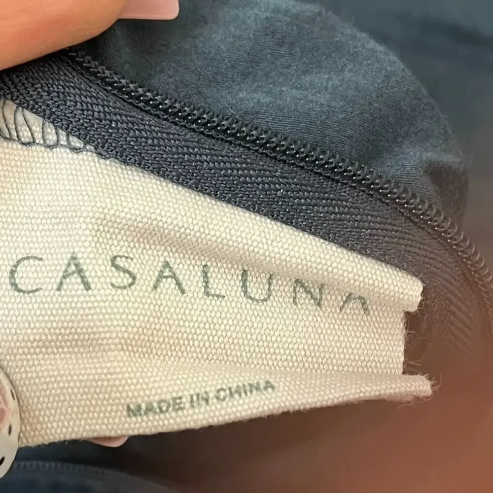 Casaluna Blue t King Pillow Shams Fringed Linen Blend